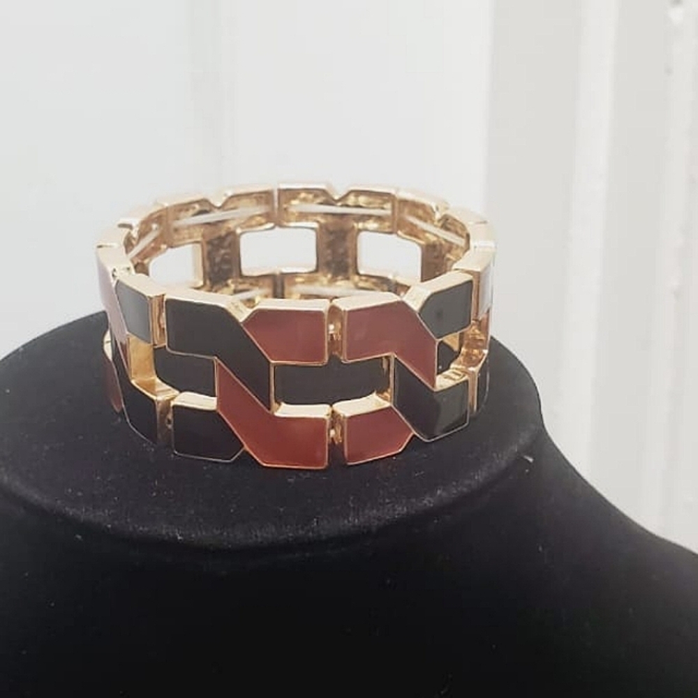 Wide Chain Design Alloy Cuff Bracelets Statement Oilspot Glaze ChunkyOval Bang🌴 - Picture 3 of 4